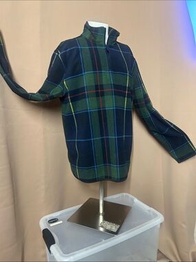 Nautica Green & Navy Plaid Quarter-Zip Pullover